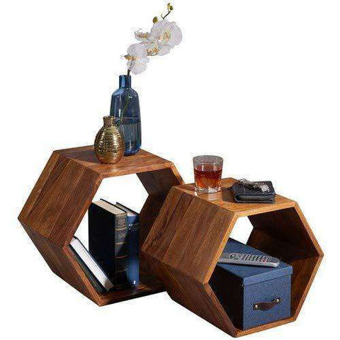Rootz Massif - Wooden Side Tables - Small Sofa Table Set Of 2