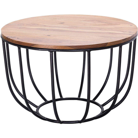 Rootz Coffee Table - Solid Wood - Metal Frame - 60 x 39 x 60 cm