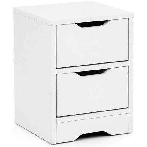 Rootz Bedside Table - Wooden Cabinet - White - 31 x 42 x 31 cm