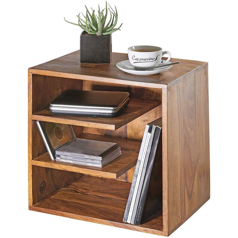 Rootz Side Table - Wooden Living Room Table - Bedside Table - 43 x 43 x 30 cm