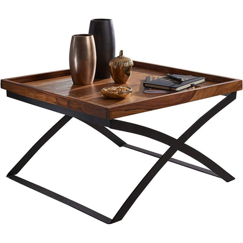 Rootz Industriële Salontafel - Houten Woonkamertafel - Hout - 63 x 39 x 63 cm