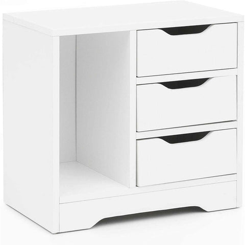 Rootz Bedside Table - Wooden Cabinet - White -49 x 50 x 30 cm
