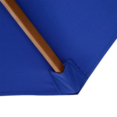 Rootz Wooden Parasol - Garden Parasol - Wooden Garden Parasol - Wooden Balcony Parasol - Parasol - Blue - 3m