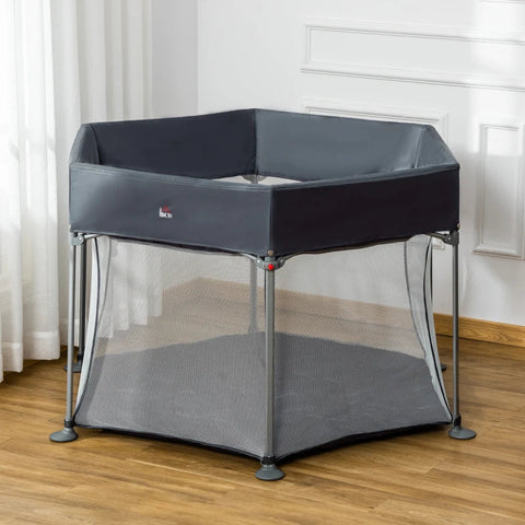 Rootz Baby Playpen - Playpen - Foldable Portable - Oxford Cloth, Plastic - Grey - 134 cm x 134 cm x 83 cm