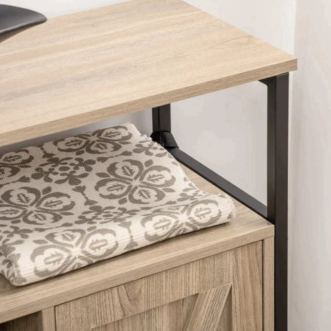 Rootz Sideboard In Industrial Design - 2 Cupboards - 2 Shelves - 1 Storage Shelf - Natural + Black - 100cm x 30cm x 80cm