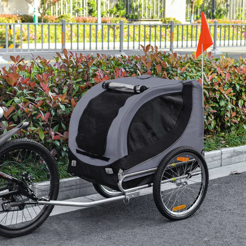 Rootz Pet Bicycle Trailer - Bicycle Trailer - Dog Trailer - Foldable - Universal Hitch - Trailer - Steel/Polyester - Grey/Black - 130 X 73 X 90cm