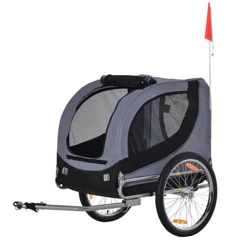 Rootz Pet Bicycle Trailer - Bicycle Trailer - Dog Trailer - Foldable - Universal Hitch - Trailer - Steel/Polyester - Grey/Black - 130 X 73 X 90cm