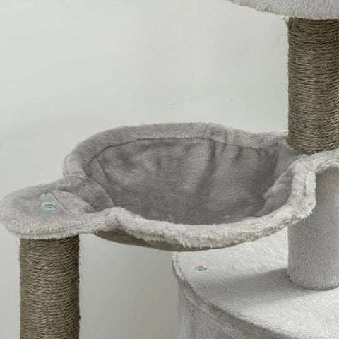 Rootz Scratching Post - Cat Cave - Cat Bed - Cat Hammock and Toys - Light Grey - 60cm x 40cm x 113cm