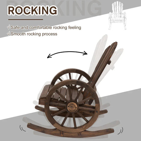 Rootz Rocking Chair - Garden Chair - Rustic Design - Fir Wood - Outdoor - Weather Resistant - 68cm x 88cm x 92cm
