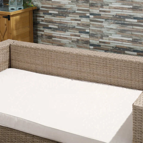 Rootz Sofa Set - Rattan Seating Set - Garden Furniture Set - Coffee Table - Metal - Khaki/Beige