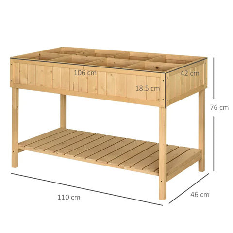 Rootz Planting Table - Raised Bed - Flower Box - Growing Table - Plant Stand - Natural Wood - 120 x 60 x 81 cm
