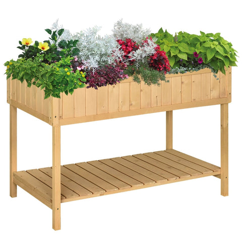 Rootz Planting Table - Raised Bed - Flower Box - Growing Table - Plant Stand - Natural Wood - 120 x 60 x 81 cm
