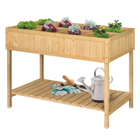 Rootz Planting Table - Raised Bed - Flower Box - Growing Table - Plant Stand - Natural Wood - 120 x 60 x 81 cm