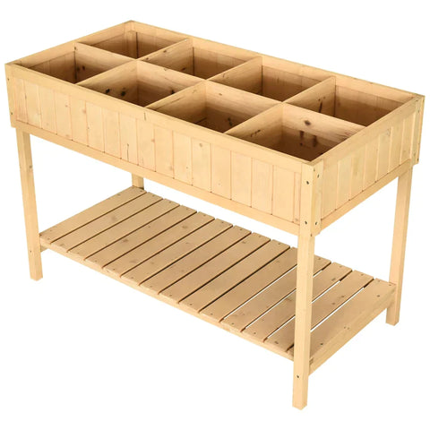 Rootz Planting Table - Raised Bed - Flower Box - Growing Table - Plant Stand - Natural Wood - 120 x 60 x 81 cm