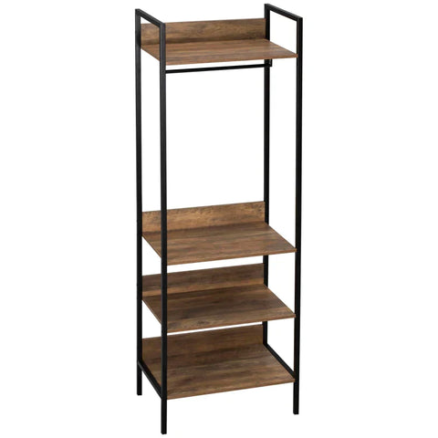 Rootz Kleiderschrank – Kleiderschrank im Industriedesign – 1 Hutablage – 3 Einlegeböden – 1 Kleiderstange – Braun + Schwarz – 60 cm x 40 cm x 180 cm