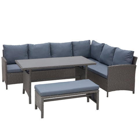 Rootz Seater Sofa Set - 4-Piece Seating Set - Garden Furniture Set - Metal Grey