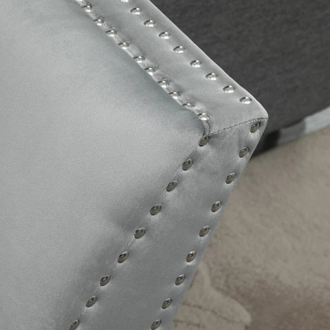 Rootz Upholstered Bench - Bench Seat - Modern Bed Bench With Buttons Rubber Wood - Velvety - Touch Light - Grey - 114 x 46 x 56 cm