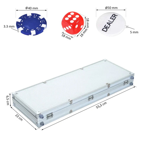 Rootz Poker Case Set - Poker Chips - Aluminium Case Poker - Polystyreen - 55.5x22x6.5cm