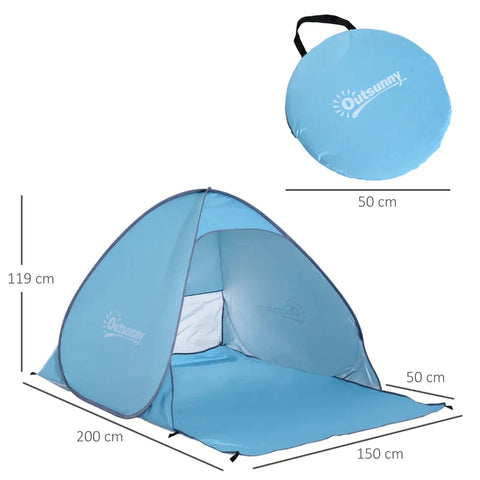 Rootz Pop-up Tent - Beach Shelter Tent - Throw Tent - Tent - Blue - 200 X 150 X 119 Cm