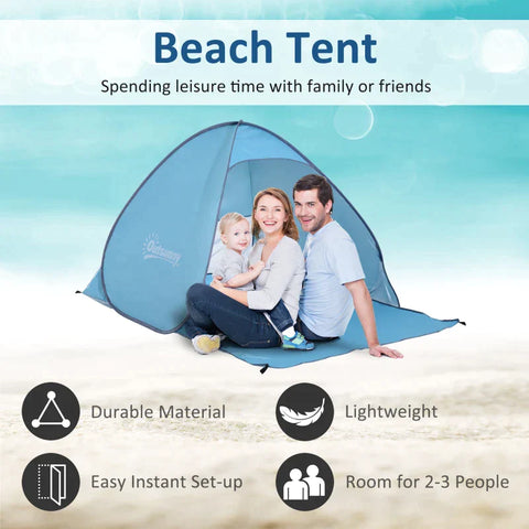 Rootz Pop-up Tent - Beach Shelter Tent - Throw Tent - Tent - Blue - 200 X 150 X 119 Cm