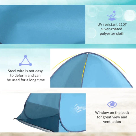 Rootz Pop-up Tent - Beach Shelter Tent - Throw Tent - Tent - Blue - 200 X 150 X 119 Cm