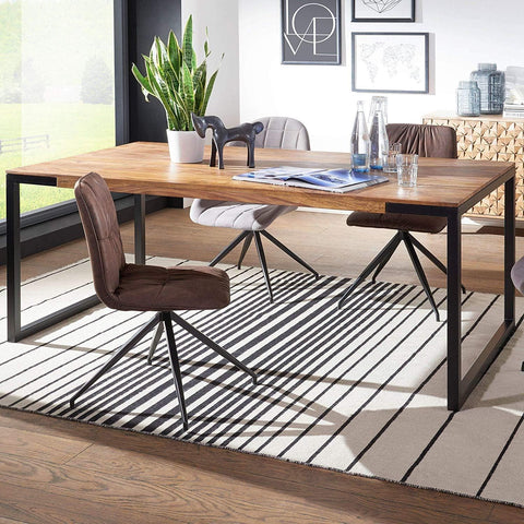 Rootz Eetkamertafel - Houten Tafel Met Metalen Poten - Boomstamtafel - Eettafel - 190 x 100 x 76 cm