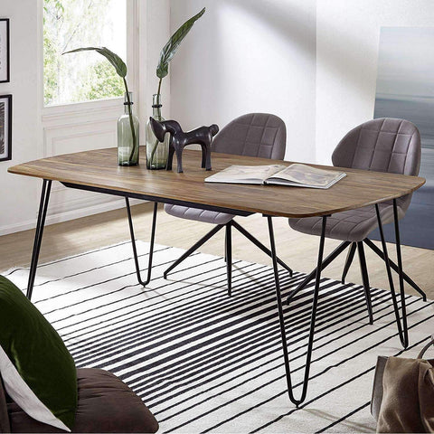 Rootz Dining Room Table - Wooden Table With Metal Legs - Tree Trunk Table - Dining Table - 120 x 76 x 60 cm