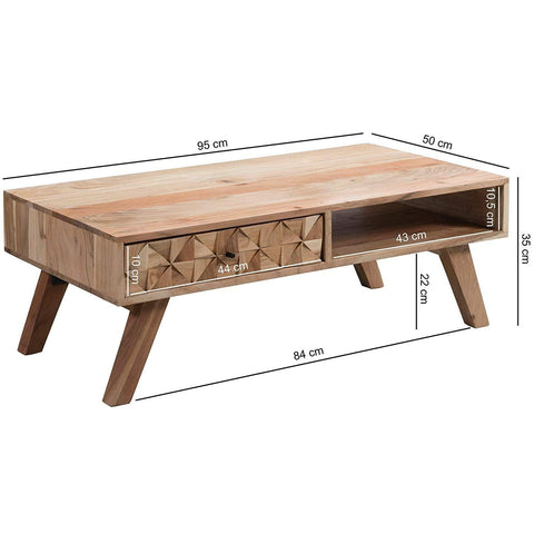 Rootz Coffee Table Wood - Handmade Coffee Table - Coffee Table - Acacia Wood - 95 x 35 x 50 cm
