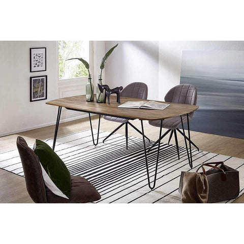 Rootz Dining Room Table - Wooden Table With Metal Legs - Tree Trunk Table - Dining Table - 120 x 76 x 60 cm