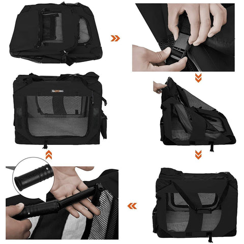 Rootz Transport Box - Dog Box - Transport Bag - Foldable Cat Box - Black