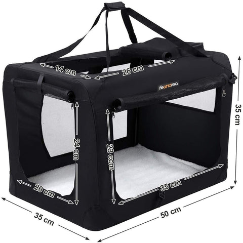 Rootz Transport Box - Dog Box - Transport Bag - Foldable Cat Box - Black