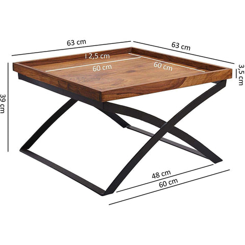 Rootz Industriële Salontafel - Houten Woonkamertafel - Hout - 63 x 39 x 63 cm