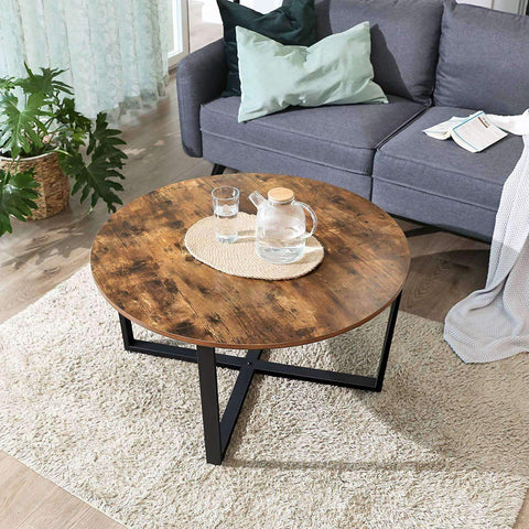 Rootz Round Coffee Table - Industrial Style - Side Table - Cocktail Table - 88 x 88 x 47 cm