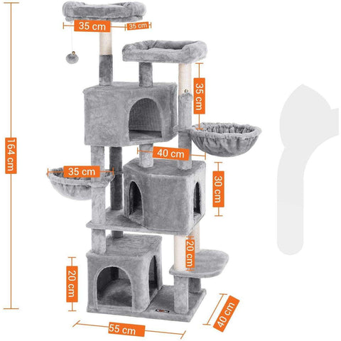 Rootz Krabpaal met 3 kattenholen - 164 cm - Kattenhuis - Krabpaal - Krabpaal - Kattenkrabpalen