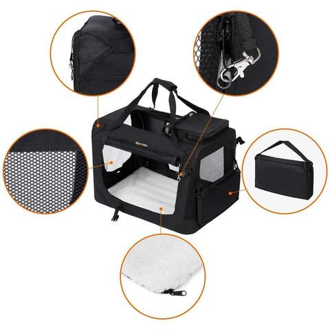 Rootz Transport Box - Dog Box - Transport Bag - Foldable Cat Box - Black