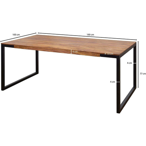 Rootz Eetkamertafel - Houten Tafel Met Metalen Poten - Boomstamtafel - Eettafel - 190 x 100 x 76 cm