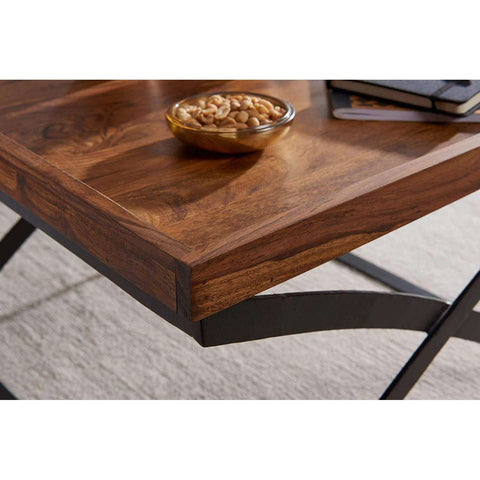 Rootz Industriële Salontafel - Houten Woonkamertafel - Hout - 63 x 39 x 63 cm