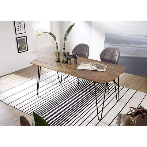 Rootz Dining Room Table - Wooden Table With Metal Legs - Tree Trunk Table - Dining Table - 120 x 76 x 60 cm