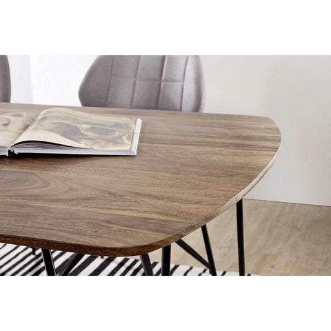 Rootz Dining Room Table - Wooden Table With Metal Legs - Tree Trunk Table - Dining Table - 120 x 76 x 60 cm