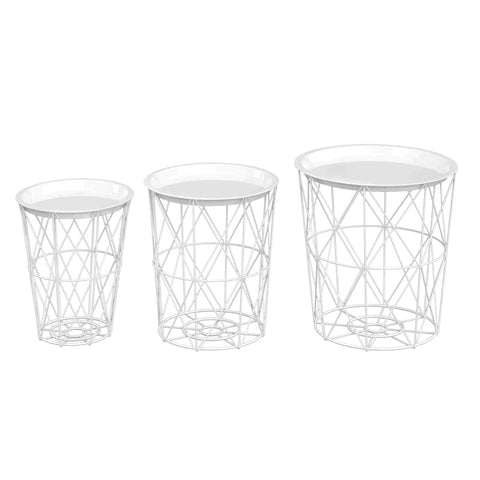 Rootz Side Table - Coffee Table - 3-piece Side Table - White