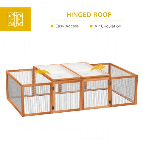 Rootz Rabbit Hutch - Outdoor Enclosure - Small Animal Hutch - Fir Wood - Nature - 181x100x48cm