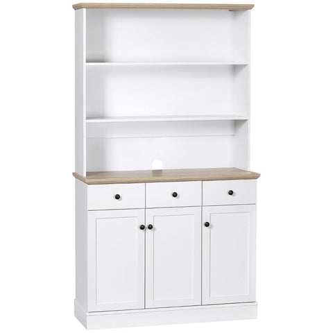 Rootz Kitchen Cabinet - 3 Drawers - Worktop In Wood Look - Large Compartment - White - 101 x 39 x 180.5 cm