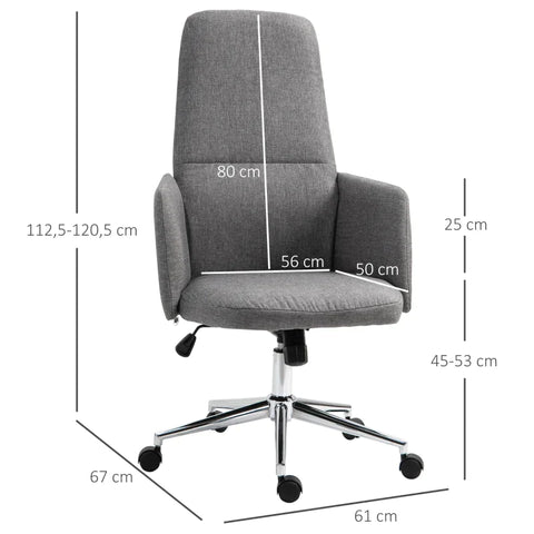 Rootz Office Chair - Ergonomic Office Chair - Swivel Chair - Rocker Function - Armrests - Gray - 61 x 67 x 112.5-120.5 cm