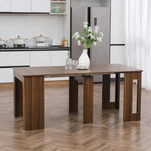 Rootz Dining Table - Folding Table - Extendable - Smooth Surface - Wood + Steel - Brown - 60-180 x 85 x 75cm