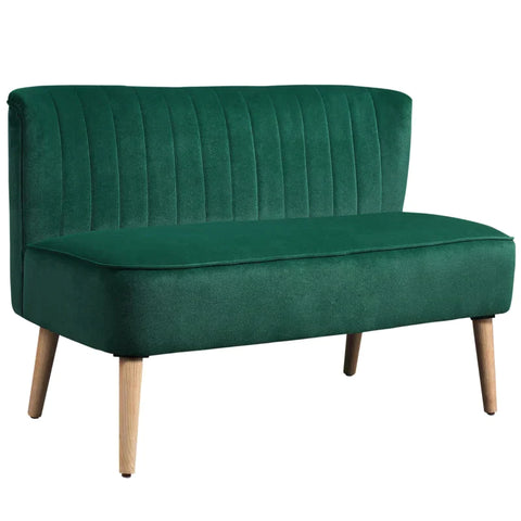 Rootz Sofa - 2-seater Fabric Sofa - Sofa Seating - Lounge Sofa - Dark Green - 117 X 56.5 X 77 Cm