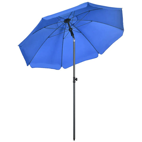 Rootz Beach Umbrella - Parasol with Ventilation Holes - Adjustable - Tilt UV50+ Diameter 1.80 - Blue - 180L x 180W x 209H cm