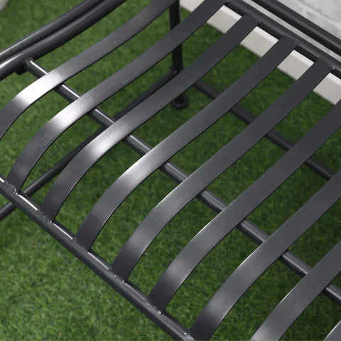 Rootz Garden Bench Seat - Park Bench - 2-seater Metal Bench - Steel Frame With Armrests For Garden Balcony And Terrace - Grey - 15.5 x 54 x 96 cm