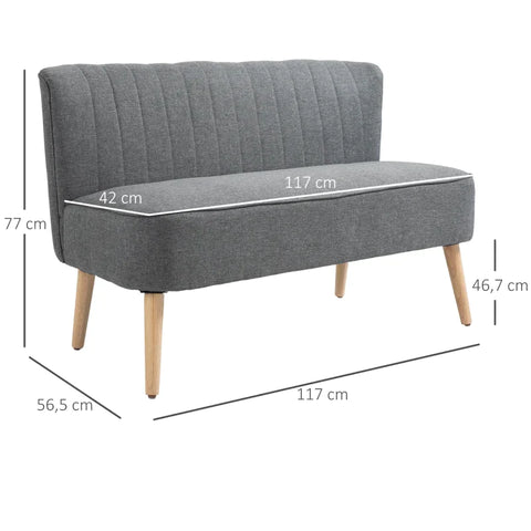 Rootz Sofa - Sofa Seating - 2-seater Sofa - Lounge Sofa - Light Gray - 117 x 56.5 x 77 cm