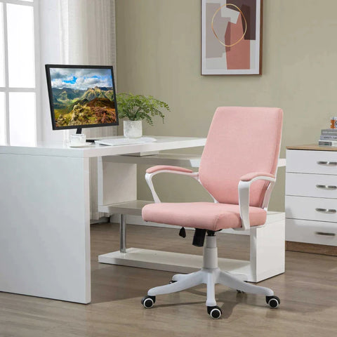 Rootz Office Chair - Desk Chair - Home Office Chair - With Rocker Function - Pink/White - 62x69x92-100 cm