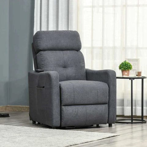 Rootz Electric Recliner - Tv Chair - Armchair With Stand-up Aid - Stand-up Chair With Reclining Function And Remote Control - Polyester Fabric - Steel - Grey - 71 x 94 x 104 cm